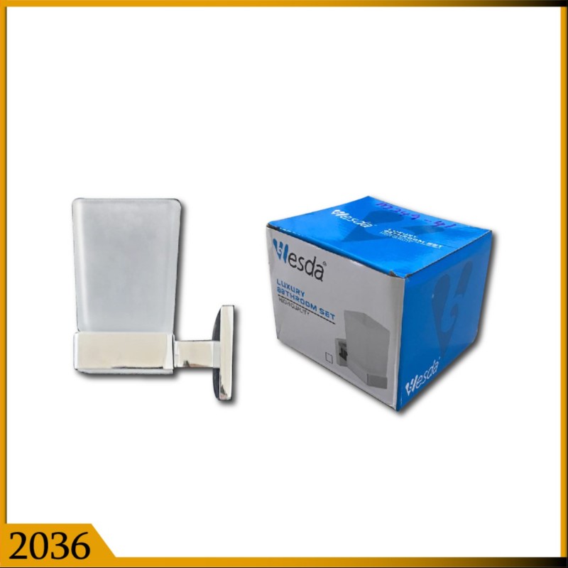 BRUSH CUP WITH HOLDER GLASS SQ (2036)